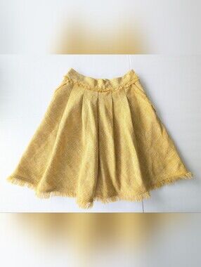 MAEVE Tweed Fringe Trim Pleated Skirt
